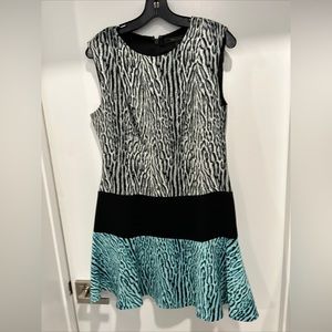 BCBG multicolored leopard print crepe dress size 10